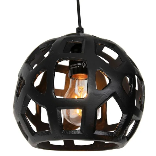QAZQA Industrielle Hängelampe schwarz rund 3-flammig - Bobby