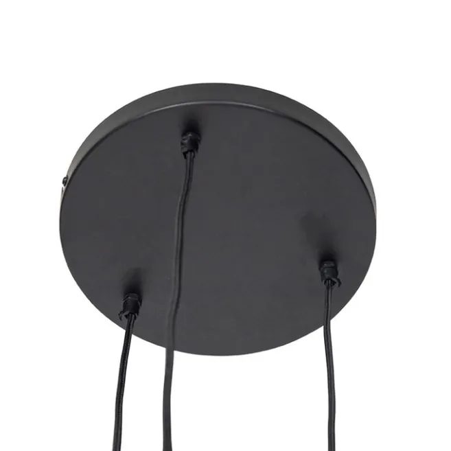 QAZQA Industrielle Hängelampe schwarz rund 3-flammig - Bobby