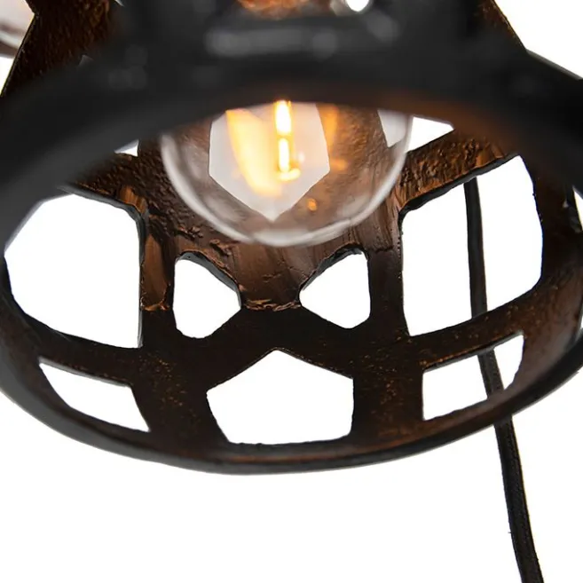 QAZQA Industrielle Hängelampe schwarz rund 3-flammig - Bobby