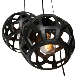 QAZQA Industrielle Hängelampe schwarz rund 3-flammig - Bobby