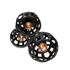 QAZQA Industrielle Hängelampe schwarz rund 3-flammig - Bobby