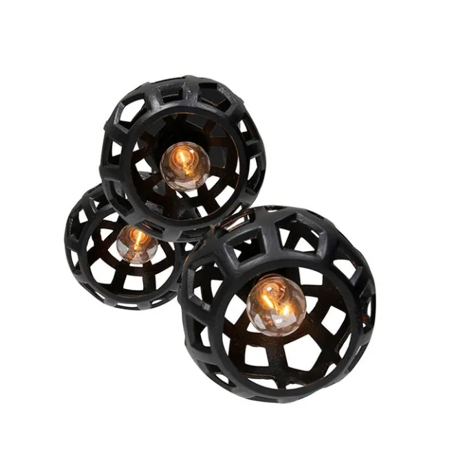 QAZQA Industrielle Hängelampe schwarz rund 3-flammig - Bobby