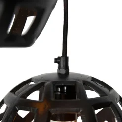 QAZQA Industrielle Hängelampe schwarz rund 3-flammig - Bobby