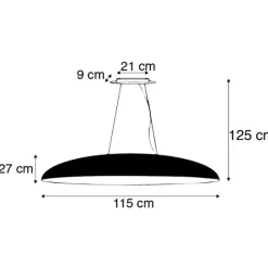 QAZQA Industrielle Hängelampe schwarz mit Gold 115 cm - Magna