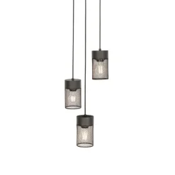 QAZQA Industrielle Hängelampe schwarz 3-flammig - Jim