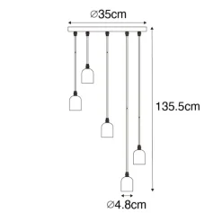 QAZQA Industrielle Hängelampe schwarz mit Beton rund 5-Licht - Pedra