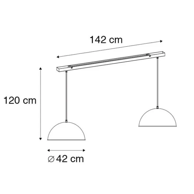 QAZQA Industrielle Hängelampe schwarz mit goldenen 2 Lichtern - Magnax