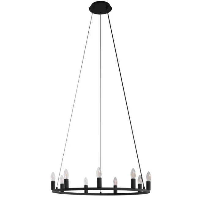 QAZQA Industrielle Hängelampe schwarz 9-flammig - Knight