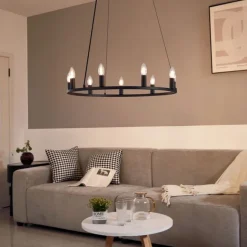 QAZQA Industrielle Hängelampe schwarz 9-flammig - Knight