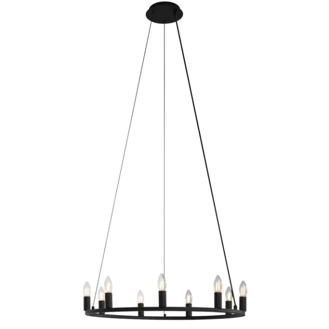 QAZQA Industrielle Hängelampe schwarz 9-flammig - Knight