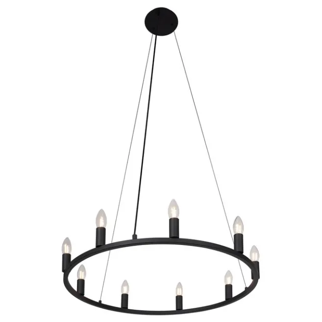 QAZQA Industrielle Hängelampe schwarz 9-flammig - Knight