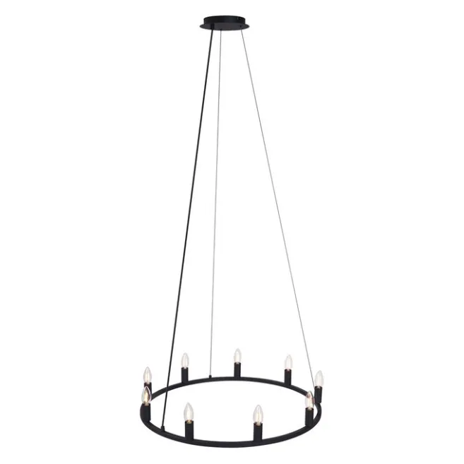 QAZQA Industrielle Hängelampe schwarz 9-flammig - Knight