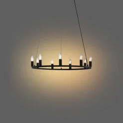 QAZQA Industrielle Hängelampe schwarz 9-flammig - Knight