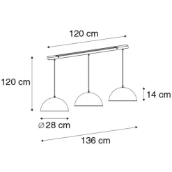 QAZQA Industrielle Hängelampe schwarz mit goldenen 3-Lichtern - Magnax