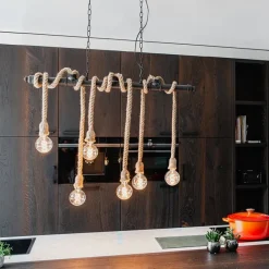 QAZQA Industrielle Hängelampe schwarz 6-Licht - Plural