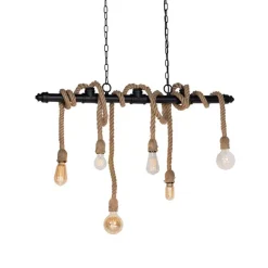 QAZQA Industrielle Hängelampe schwarz 6-Licht - Plural