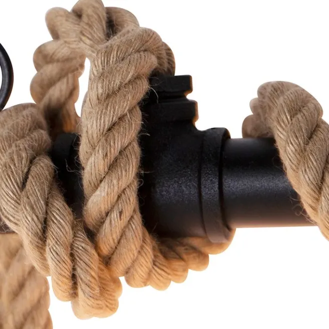 QAZQA Industrielle Hängelampe schwarz 6-Licht - Plural