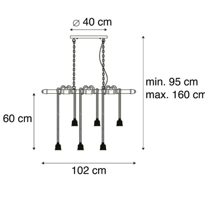 QAZQA Industrielle Hängelampe schwarz 6-Licht - Plural