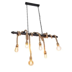 QAZQA Industrielle Hängelampe schwarz 6-Licht - Plural