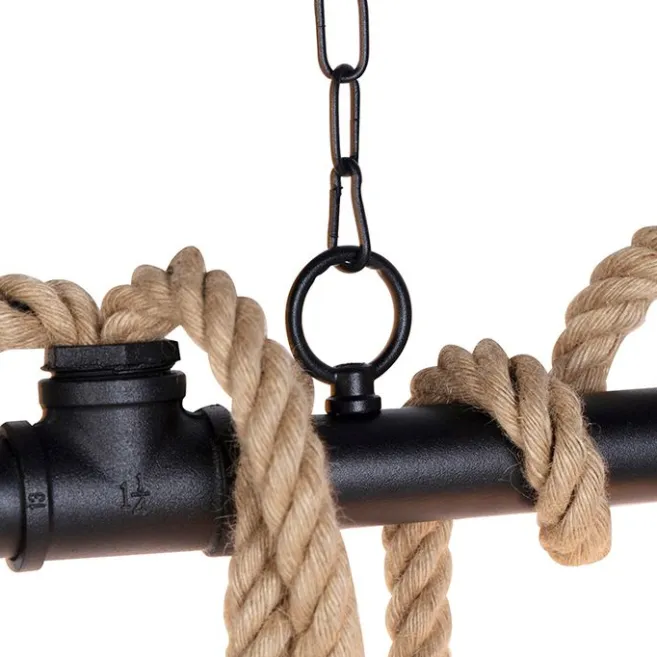 QAZQA Industrielle Hängelampe schwarz 6-Licht - Plural