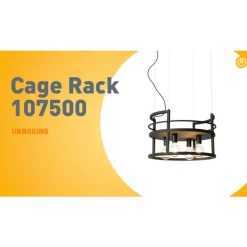 QAZQA Industrielle Hängelampe schwarz mit rundem 4-Licht-Rack - Cage Rack