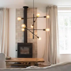 QAZQA Industrielle Hängelampe schwarz 8-flammig – Sydney