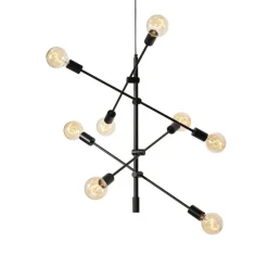 QAZQA Industrielle Hängelampe schwarz 8-flammig – Sydney