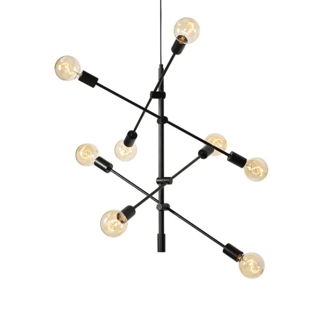 QAZQA Industrielle Hängelampe schwarz 8-flammig – Sydney