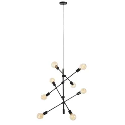 QAZQA Industrielle Hängelampe schwarz 8-flammig – Sydney