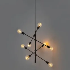 QAZQA Industrielle Hängelampe schwarz 8-flammig – Sydney