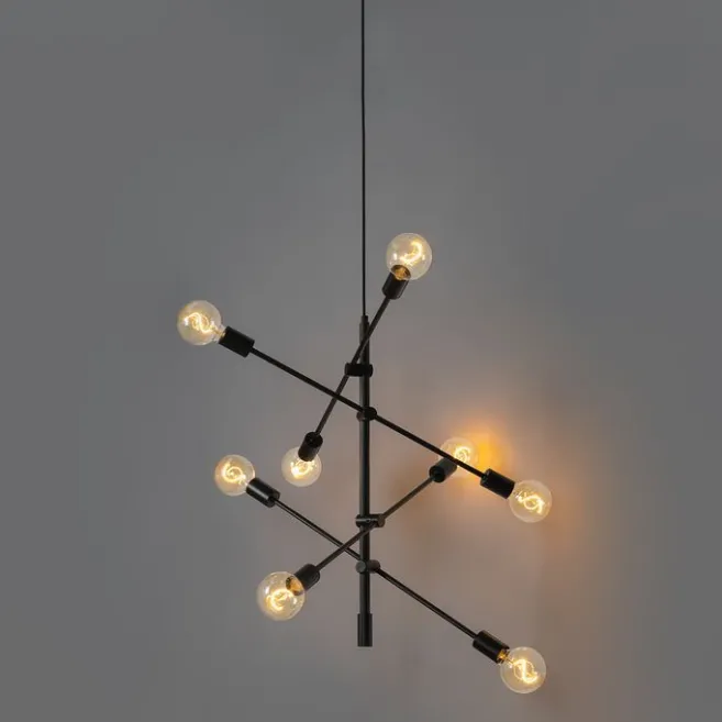 QAZQA Industrielle Hängelampe schwarz 8-flammig – Sydney