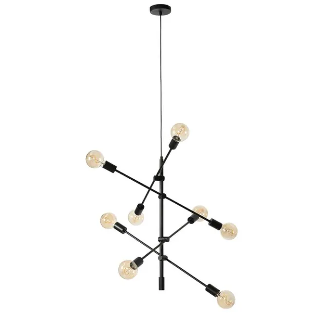 QAZQA Industrielle Hängelampe schwarz 8-flammig – Sydney