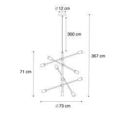QAZQA Industrielle Hängelampe schwarz 8-flammig – Sydney