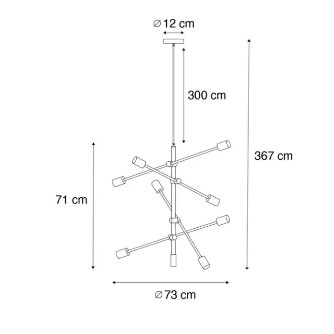 QAZQA Industrielle Hängelampe schwarz 8-flammig – Sydney