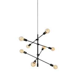 QAZQA Industrielle Hängelampe schwarz 8-flammig – Sydney