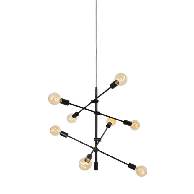 QAZQA Industrielle Hängelampe schwarz 8-flammig – Sydney