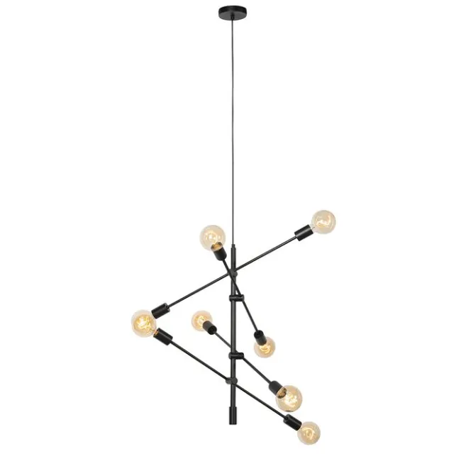 QAZQA Industrielle Hängelampe schwarz 8-flammig – Sydney