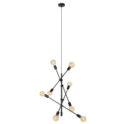 QAZQA Industrielle Hängelampe schwarz 8-flammig – Sydney