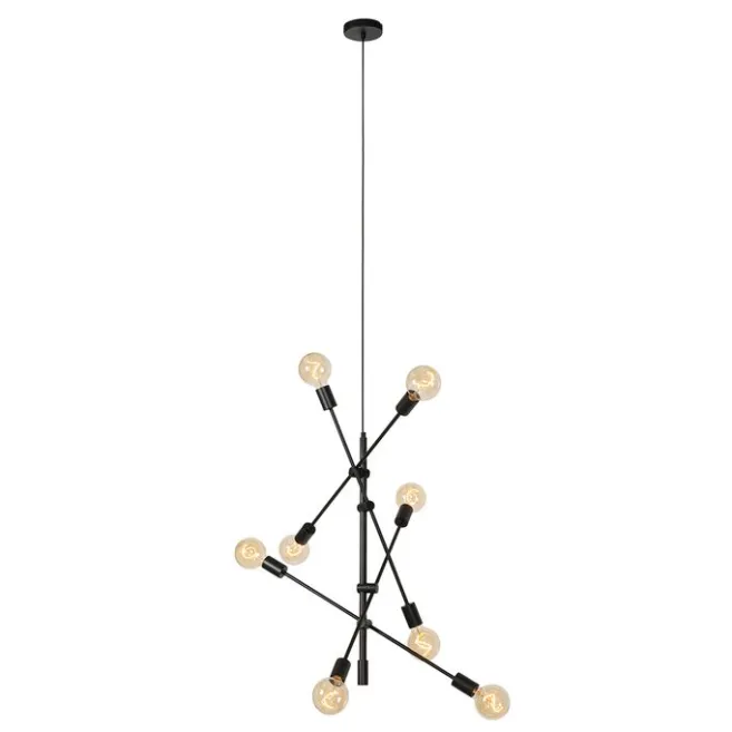 QAZQA Industrielle Hängelampe schwarz 8-flammig – Sydney