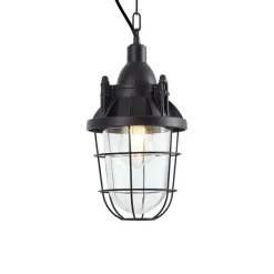 QAZQA Industrielle Hängelampe schwarz mit Glas - Cabin