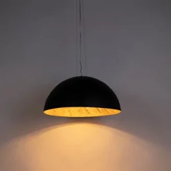QAZQA Industrielle Hängelampe schwarz mit Gold 70 cm - Magna