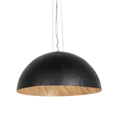 QAZQA Industrielle Hängelampe schwarz mit Gold 70 cm - Magna