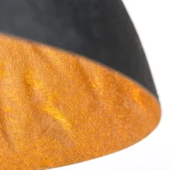 QAZQA Industrielle Hängelampe schwarz mit Gold 70 cm - Magna