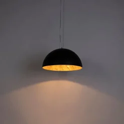QAZQA Industrielle Hängelampe schwarz mit Gold 50 cm - Magna