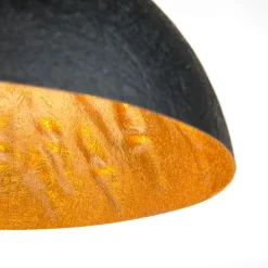 QAZQA Industrielle Hängelampe schwarz mit Gold 50 cm - Magna