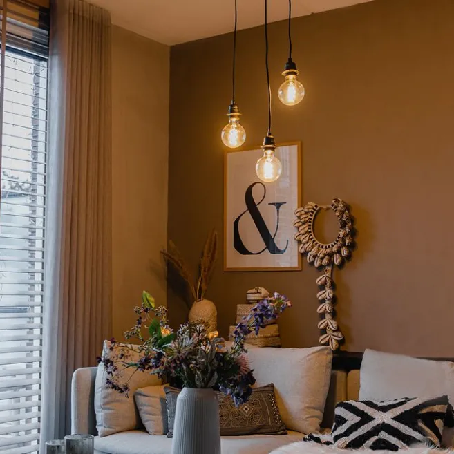 QAZQA Industrielle Hängelampe schwarz 3-flammig - Cava