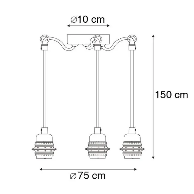 QAZQA Industrielle Hängelampe schwarz 3-flammig - Cava