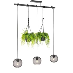 QAZQA Industrielle Hängelampe schwarz 3-flammig - Flor