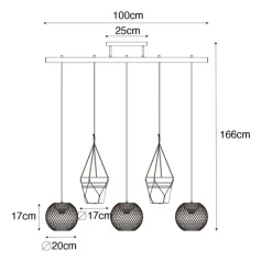 QAZQA Industrielle Hängelampe schwarz 3-flammig - Flor