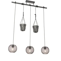 QAZQA Industrielle Hängelampe schwarz 3-flammig - Flor